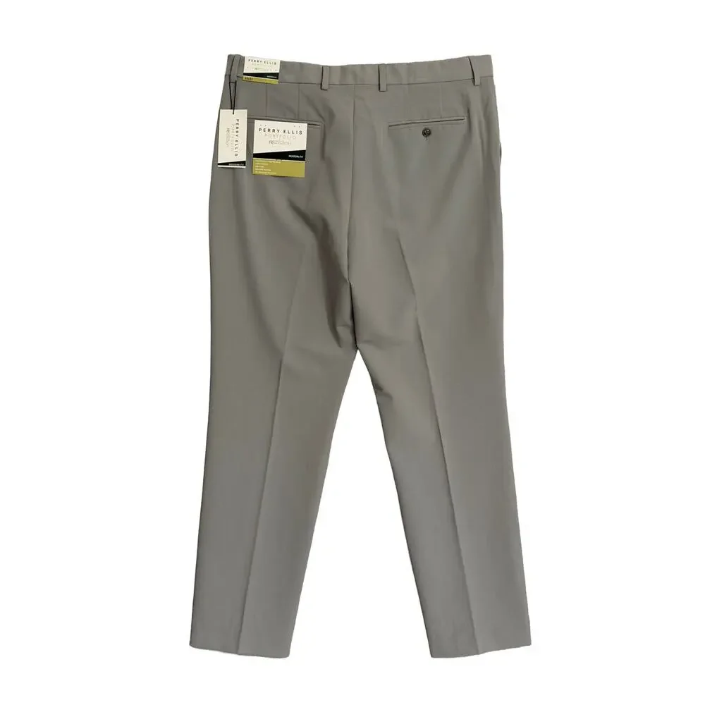 Perry Ellis Portfolio Pants Men's 36x32 Modern Fit Dress Pant Chiseled Stone NWT